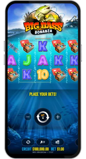 Main game screen showing reels and betting controls