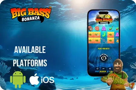 Android and iOS smartphones running Big Bass Bonanza app with Australian flag icon
