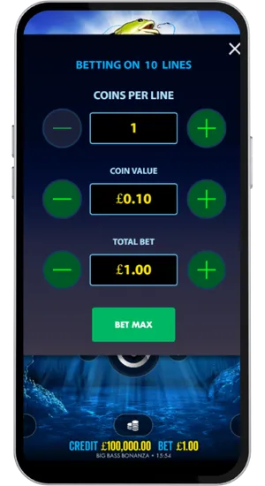 Big Bass Bonanza slot demo bet settings menu
