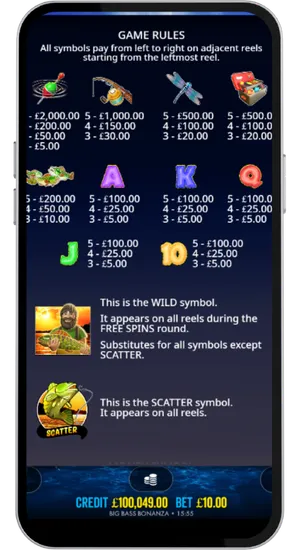 Demo Big Bonanza demo paytable and symbol rules screen