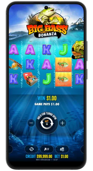 Confirming and launching the Big Bass Bonanza app from the Android home screen