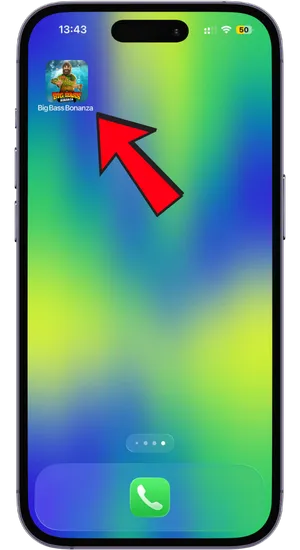 Confirming the Big Bass Bonanza icon on the iOS home screen