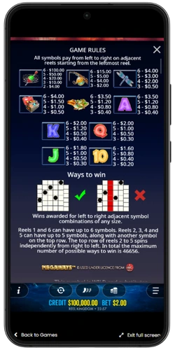 Big Bass Bonanza Megaways game rules and paytable screen